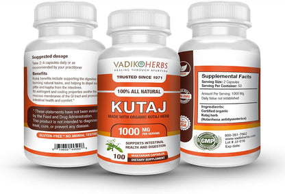 Vadik Herbs Kutaj (Holarrhena Antidysenterica) - 100 Cápsulas Vegetales - Complemento para el Soporte Digestivo – Image 2