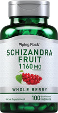 Piping Rock Schizandra Berry Fruit Cápsulas, 1160mg, 100 cápsulas
