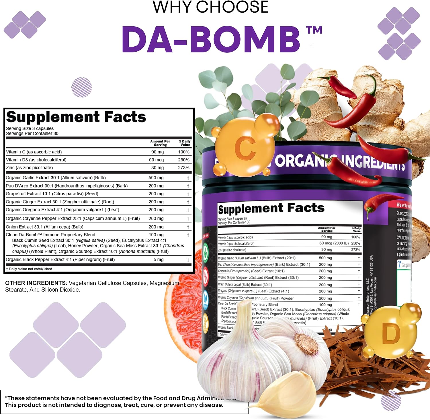 Complejo Inmunológico Orgánico con Pau D'Arco y Vitaminas - Clean Nutraceuticals