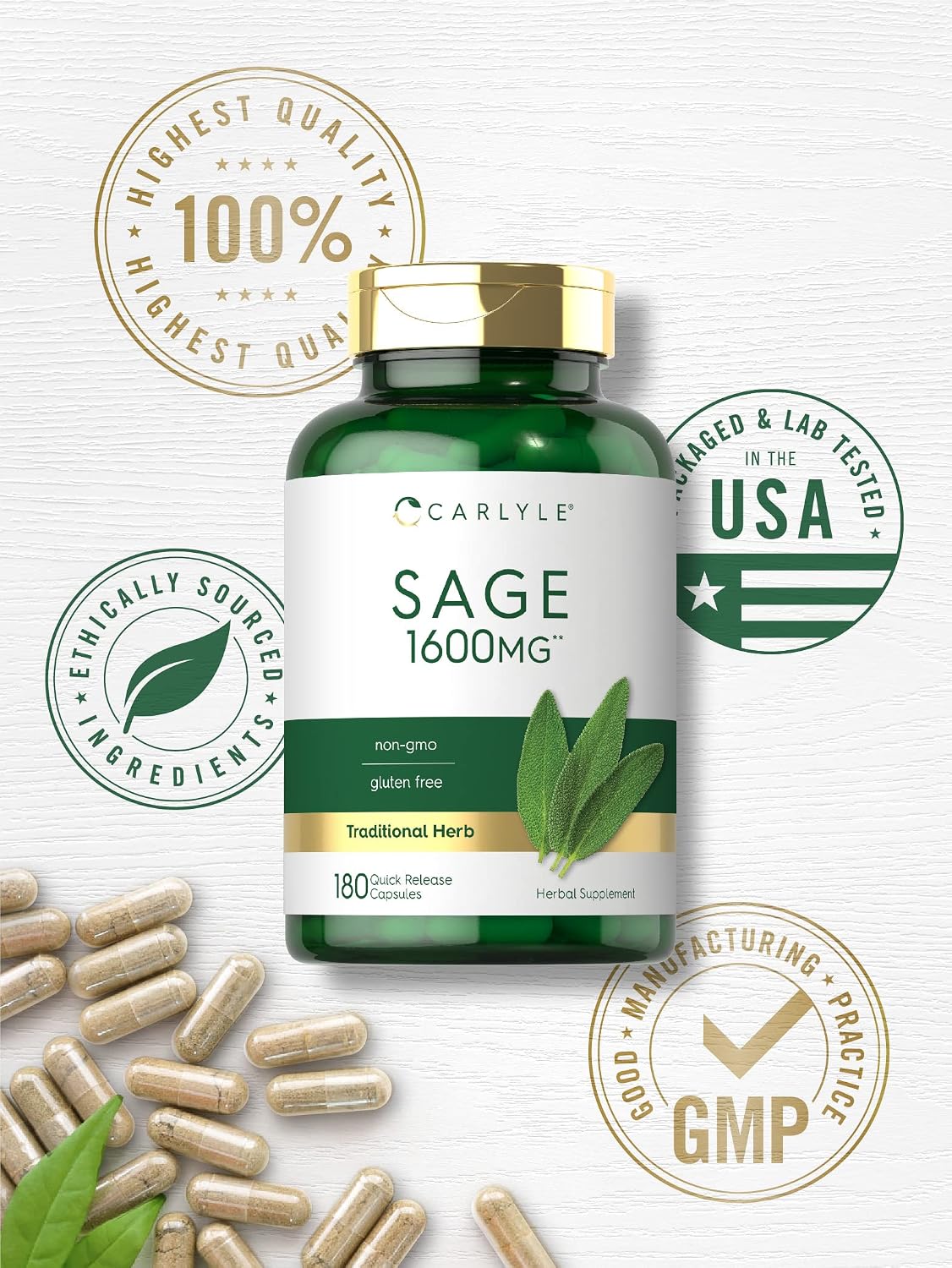 Carlyle Salvia 180 Cápsulas - Complemento Alimenticio de Alta Potencia