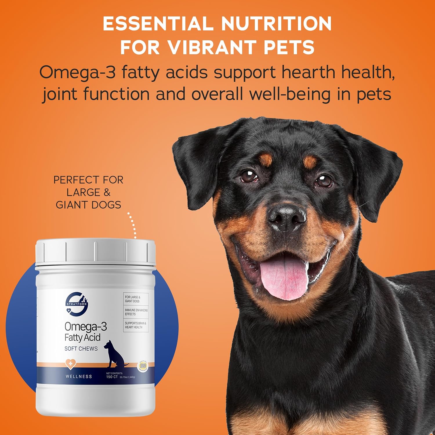 Pharmaceuticals EZ Chew Omega-3 Fatty Acid Soft Chew Max Strength para Perros Grandes y Gigantes - 150 unidades