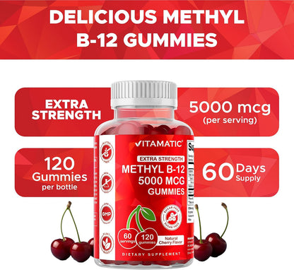 Vitamatic Vitamina B12 5000 mcg (Metilcobalamina) Gominolas - 120 unidades - Apoyo al Metabolismo Energético y Salud del – Image 4