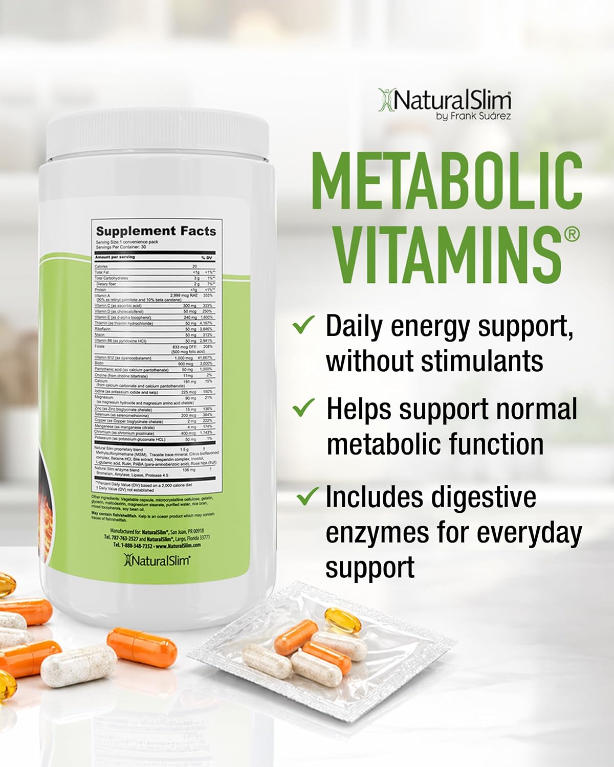 NaturalSlim Metabolic Vitamins – Multivitamínico con Enzimas Digestivas y Complejo B