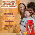 VEGEPOWER Gominolas Veganas de Vitamina D3 y B12, Metilcobalamina, para Adultos y Niños, Sabor Naranja, 90 Gominolas