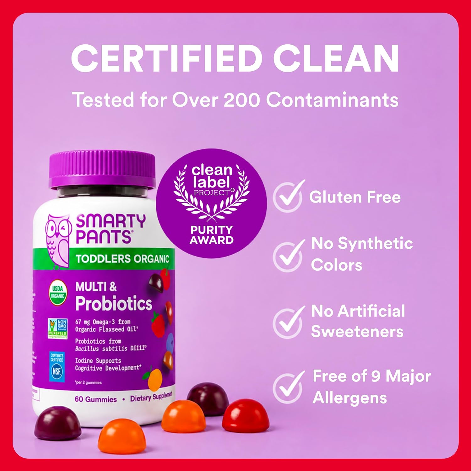 SmartyPants Organic Toddler Multivitamin Gummies - 60 gomitas (30 días)