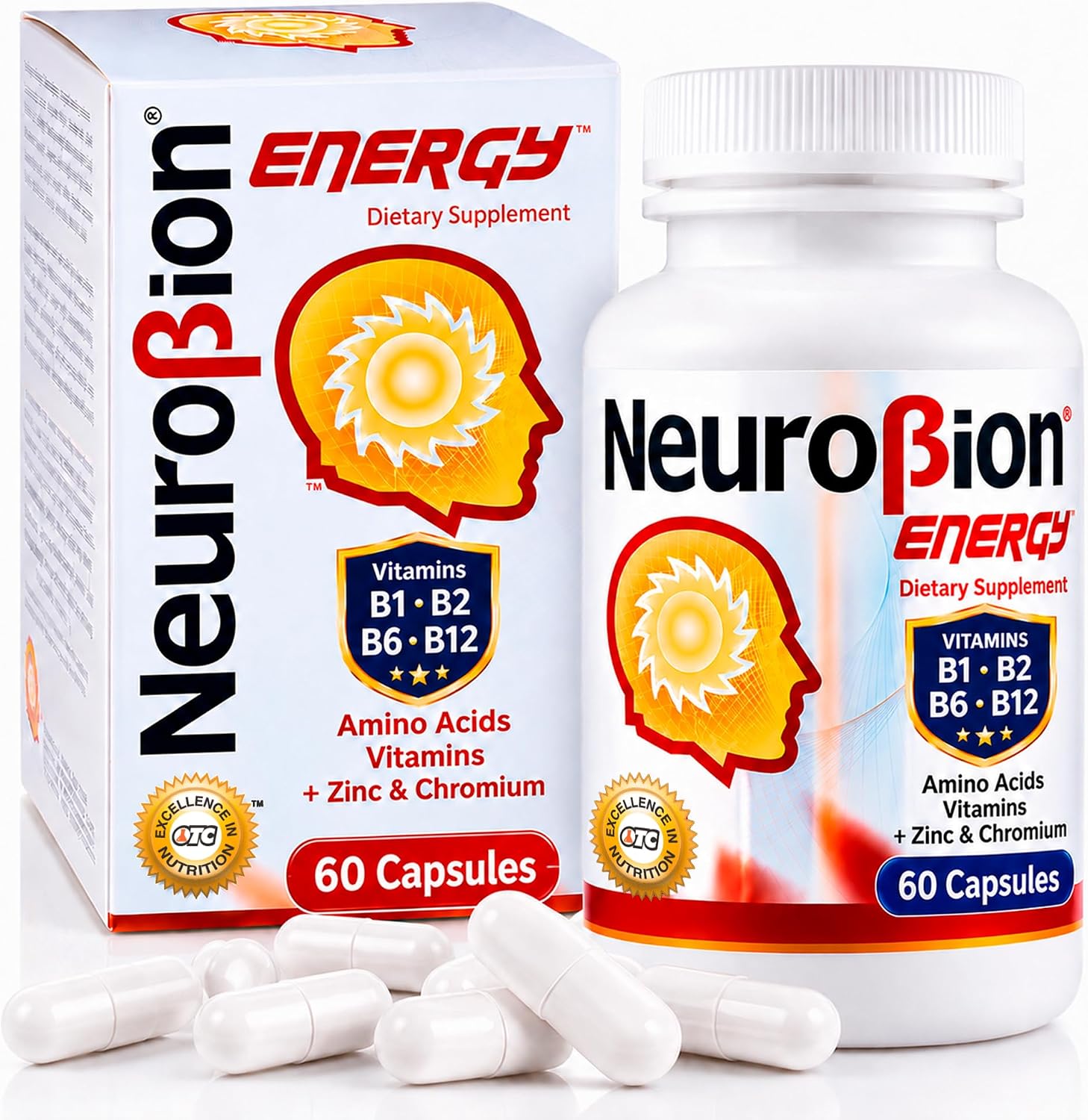 Neurobion Energy - 60 Capsules with Vitamins B1, B2, B6, B12, Zinc and Chromium