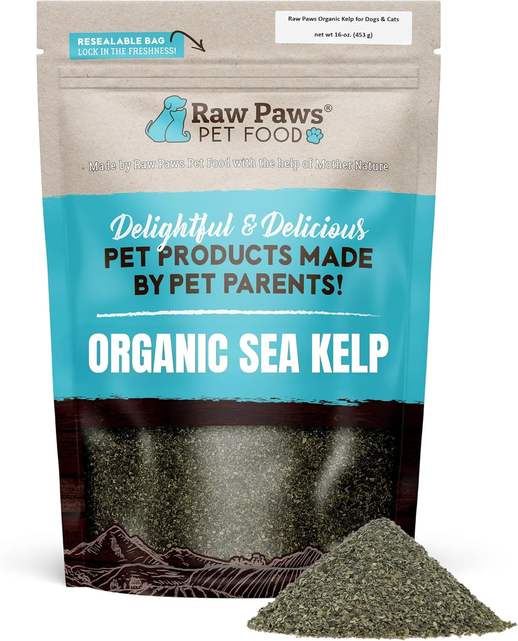 Raw Paws Kelp Orgánico en Polvo para Perros y Gatos - 454g