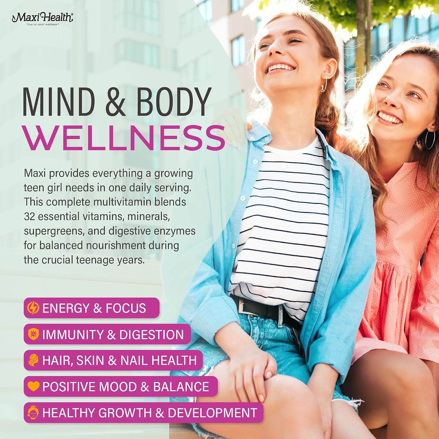 Maxi Health Multivitamínico para Chicas Adolescentes 12-17 - 120 Comprimidos