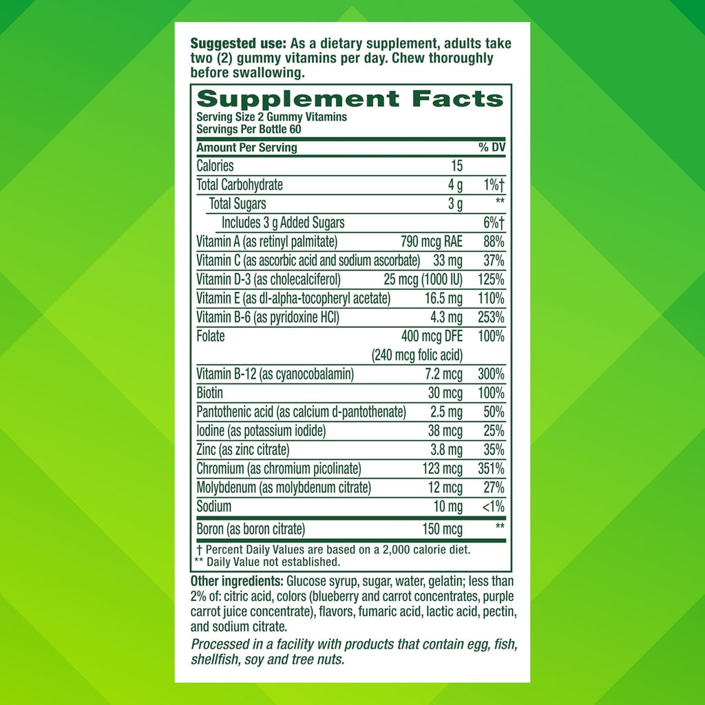 Vitafusion Multivitamínico en Gominolas para Hombres, Sabor Berry, 120 unidades (60 días)