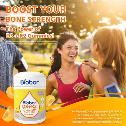 Biobor Gominolas de Vitamina D3 K2 con Calcio, 2000 UI D3, 200 mcg K2 (MK-7), 200 mg Calcio, Sin Azúcar, Melocotón Amarillo, – Image 6