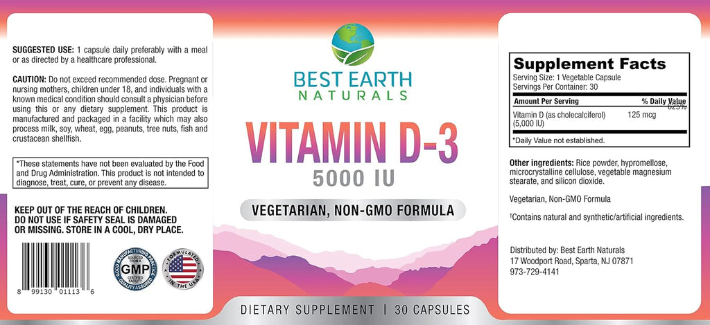 Best Earth Naturals Vitamina D3 5000 UI