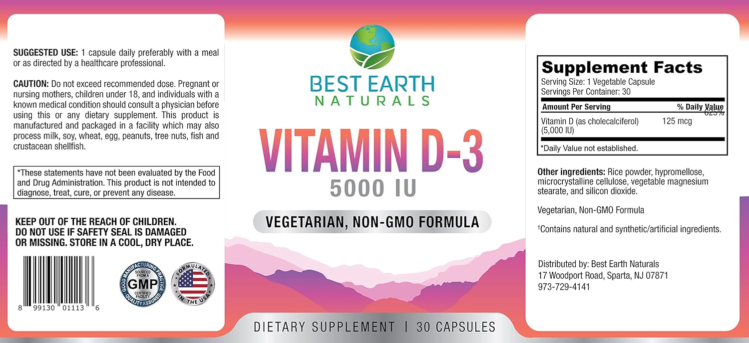 Best Earth Naturals Vitamina D3 5000 UI