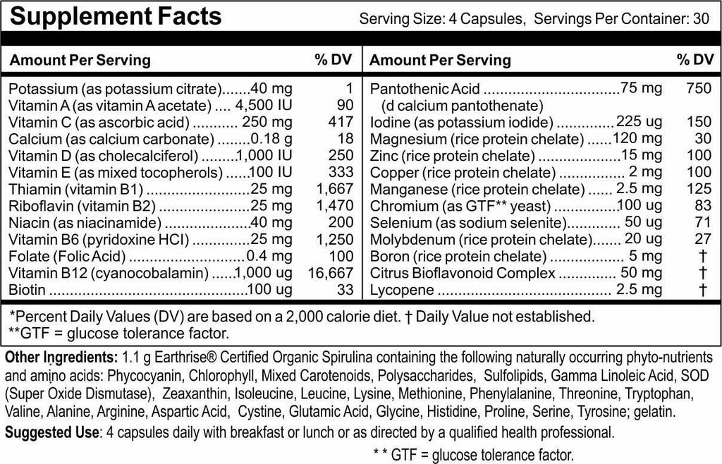 Cápsulas de vitaminas y minerales Ultra Preventive de alta potencia (120) con vitamina B metilada activa