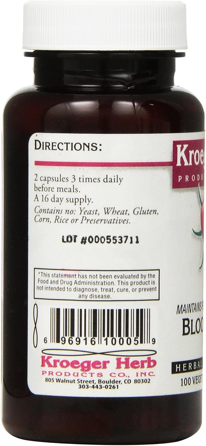 Kroeger Herb Blood Toner - 100 Cápsulas Vegetarianas
