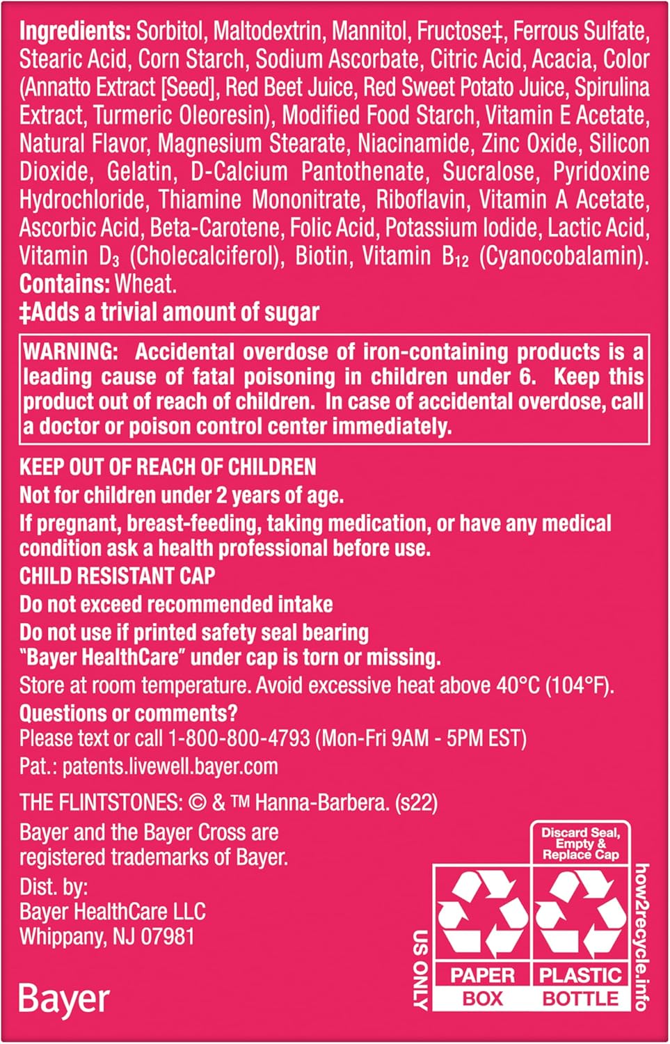 Flintstones Multivitamínico Masticable para Niños con Vitamina C, D, B12 y Hierro, 90 Comprimidos
