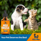 Milk Thistle for Dogs – Liver & Kidney Support for Large & Small Pets – Milk Thistle for Cats to Care for Digestion – Specialist-Approved Liquid Formula with Salmon Flavor – GMO Free – 2 Oz Bottle