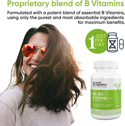 Nutri Supreme, Folato con B6 y B12, Ayuda a – Reducción del cansancio y la fatiga: La vitamina B12 contribuye a la – Image 5