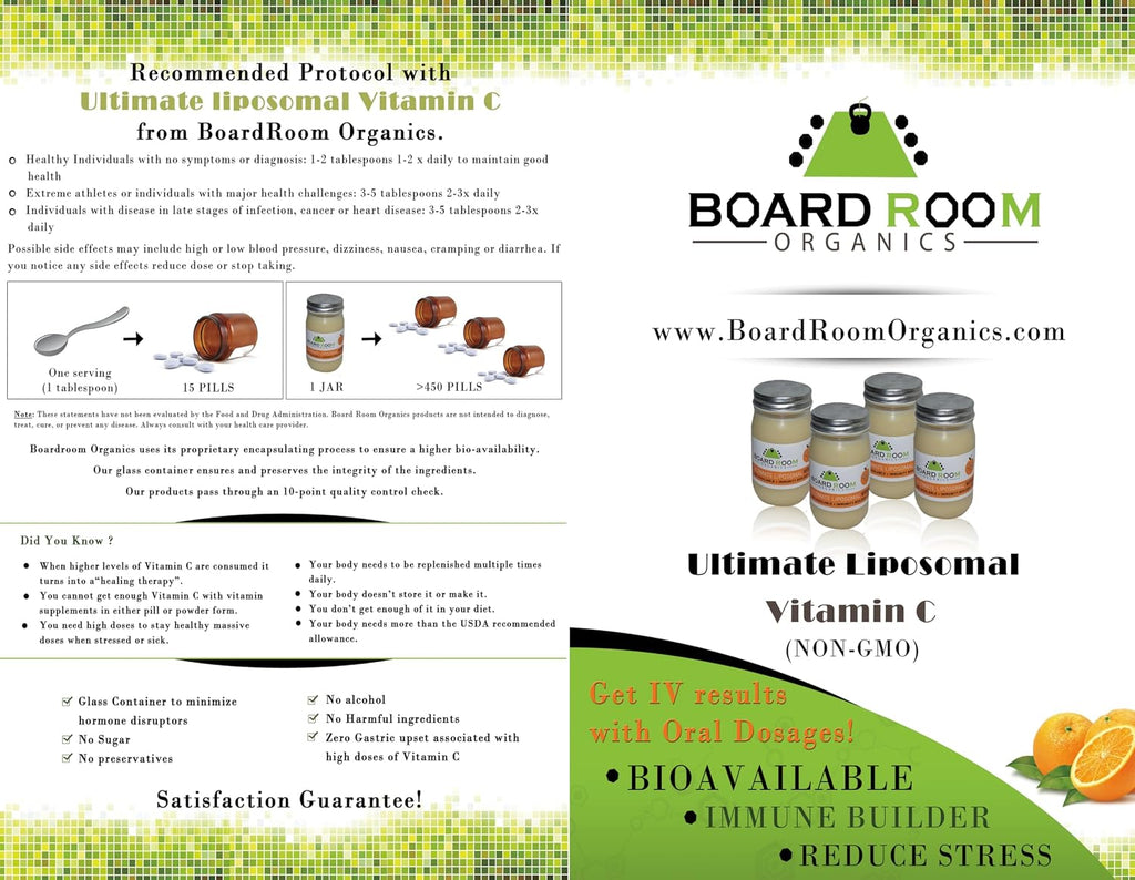 Board Room Organics Vitamina C Liposomal 3000 mg por porción – 473 ml (16 oz)