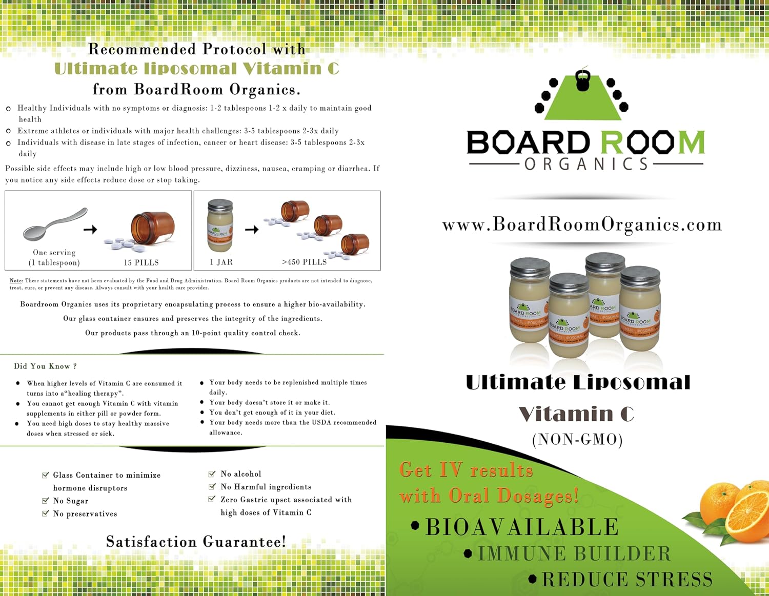 Board Room Organics Vitamina C Liposomal 3000 mg por porción – 473 ml (16 oz)