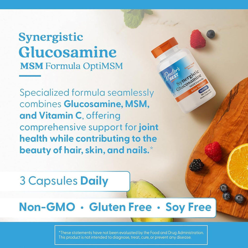 Doctor's Best Fórmula Sinérgica de Glucosamina con MSM, 180 Cápsulas