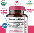Biotina Orgánica Vegetal 5000 mcg - 60 Cápsulas - SolaGarden Naturals