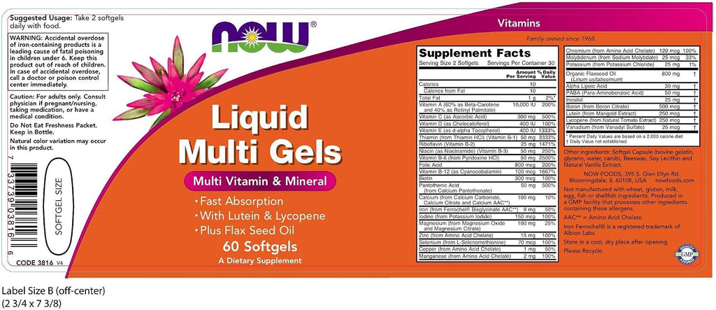NOW Foods Multi Líquido, 60 Cápsulas Blandas (Paquete de 2)