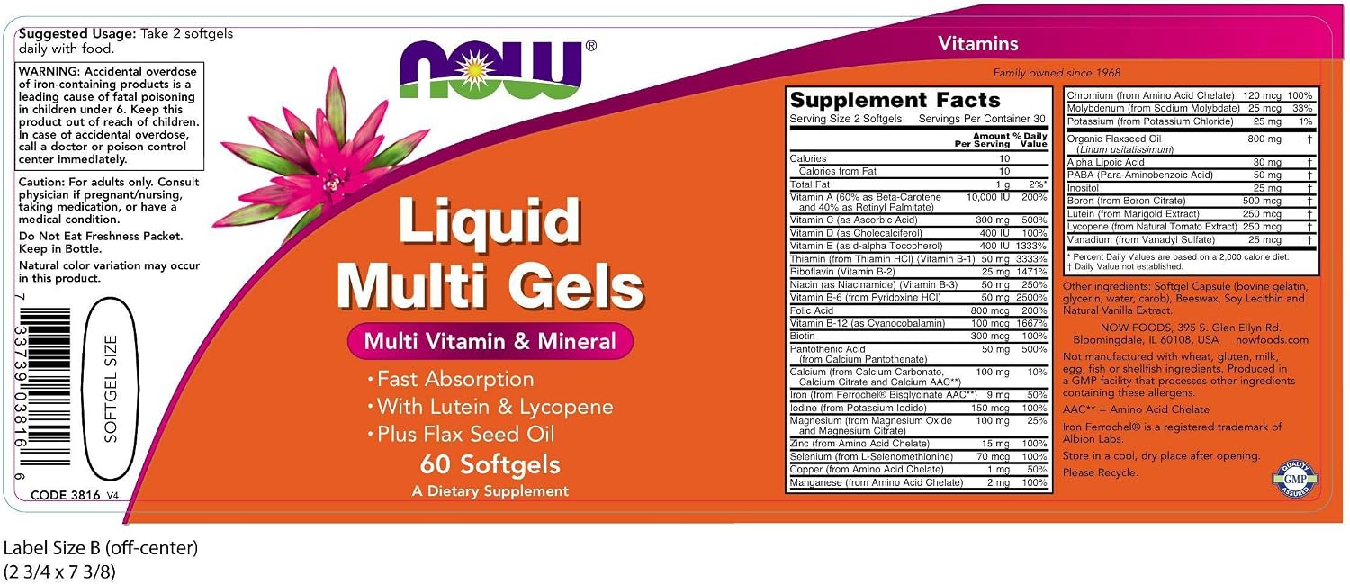 NOW Foods Multi Líquido, 60 Cápsulas Blandas (Paquete de 2)