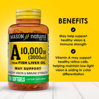 MASON NATURAL Vitamina A 3000 mcg (10.000 UI) de Aceite de Hígado de Pescado, 100 Cápsulas Blandas