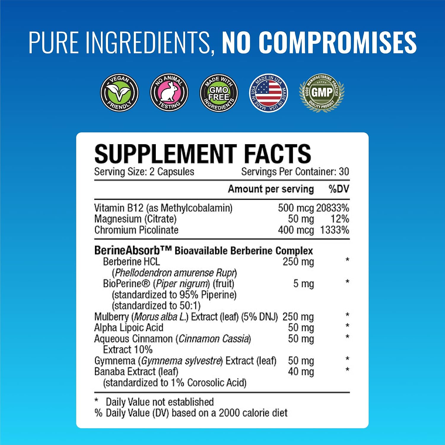 Approved Science Glucoprin - Berberina 250 mg, Morera, Canela, BioPerine - 60 Cápsulas Veganas (Pack de 6)