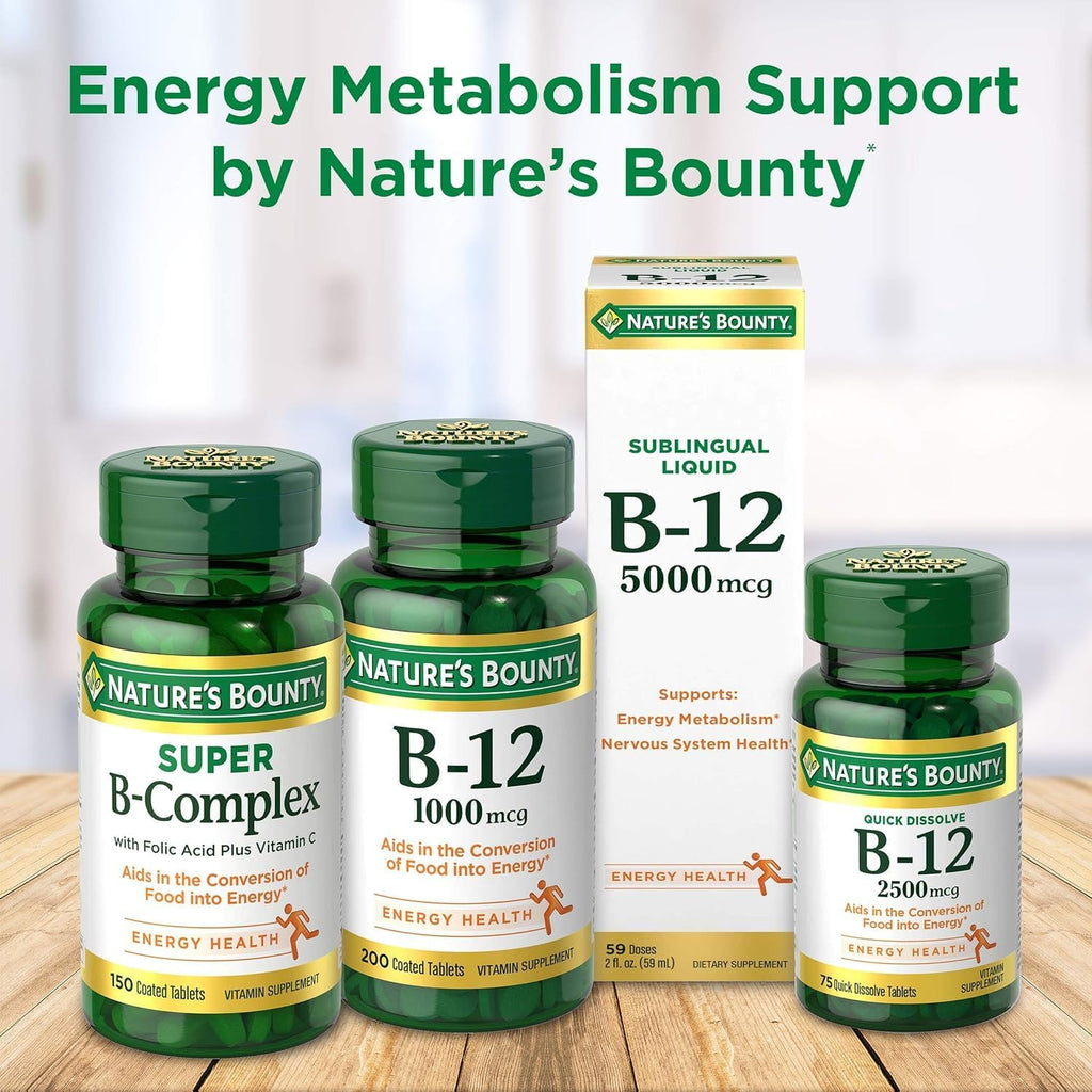 Vitamina B12 500 mcg Micropastillas Sabor Cereza - Nature's Bounty (Pack de 2 x 100 unidades)
