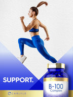 Carlyle Complejo B-100, 250 Cápsulas - Vitaminas B1, B2, B3, B6, B12, Biotina, Ácido Fólico e Inositol
