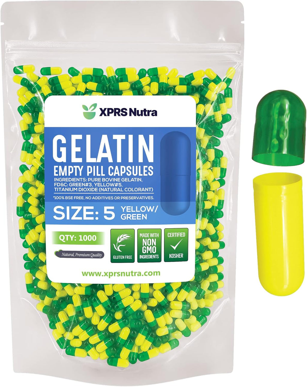 XPRS Nutra Cápsulas Vacías de Gelatina Tamaño 5 - 1000 Unidades - Cápsulas Pequeñas para Rellenar - Ideal para Suplementos Caseros (Rojo)