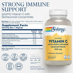 Solaray Buffered Vitamin C 500mg - with Bioflavonoids, Rose Hips and Acerola - 250 Vegan Capsules