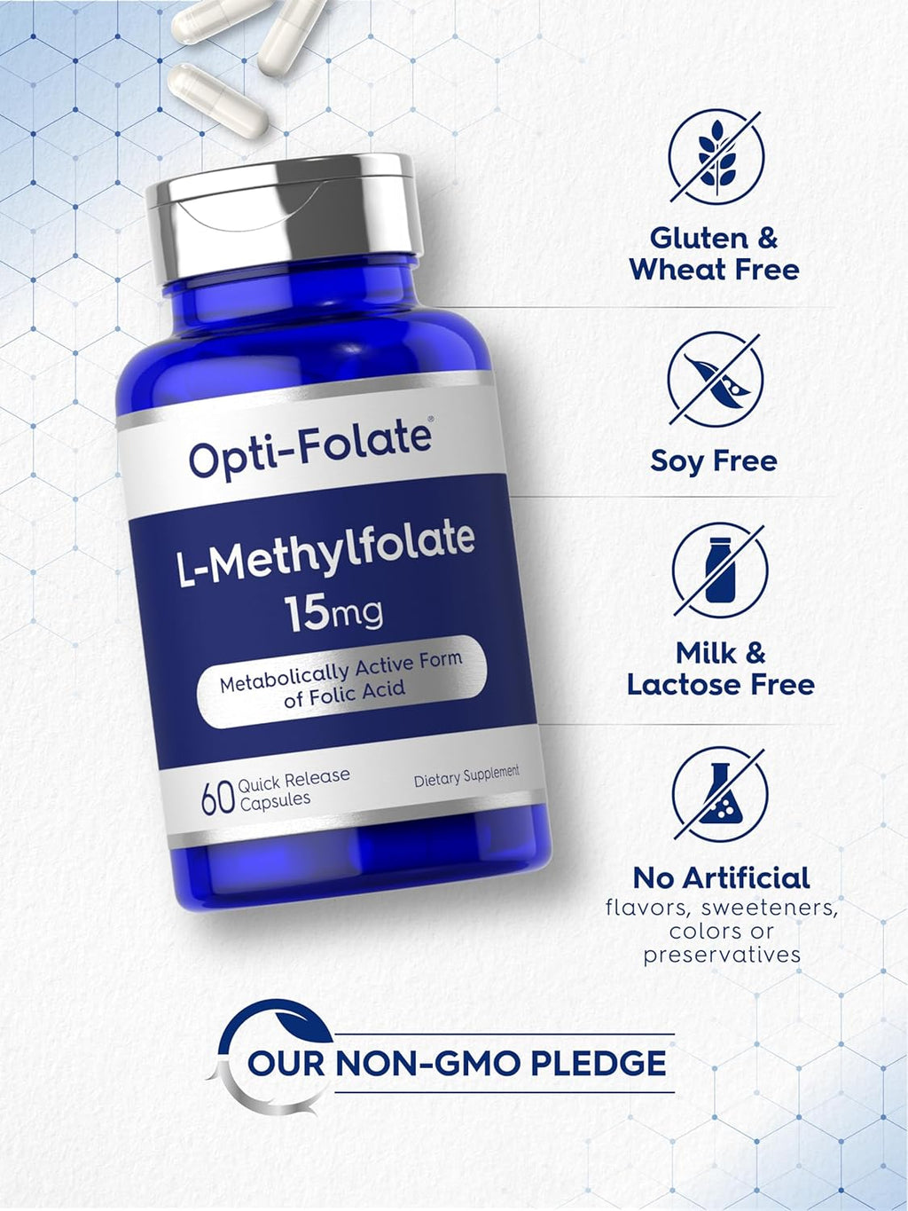 Carlyle L-Metilfolato 15 mg | 60 Cápsulas | Alta Potencia | Metilfolato Activado 5-MTHF