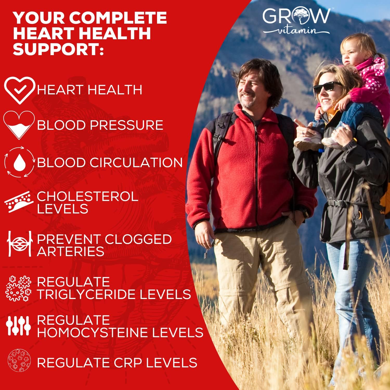 Heart Support Supplement, Promotes Cardiovascular Health, Triglyceride, Homocysteine, and CRP Levels, Natural Artery Cleanse, Made with 22 Premium Herbs & Vitamins
