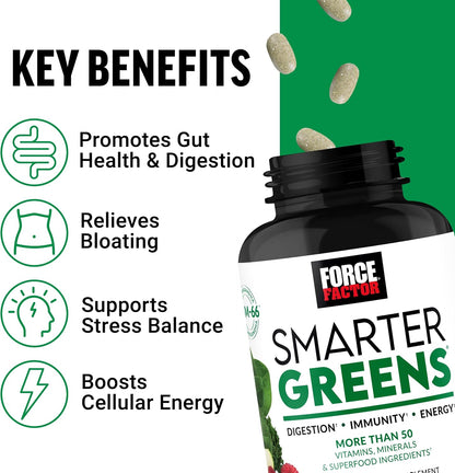 Force Factor Smarter Greens Tablets, 2 Pack, – Reducir el estrés: La ashwagandha y rhodiola ayudan a disminuir la – Image 2