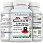 REVGENETICS Spermidine Rapymine - 25mg Espermidina 3HCl (13,8mg Elemental) - 120 Cápsulas - Sin Trigo - Apoyo a la Autofagia