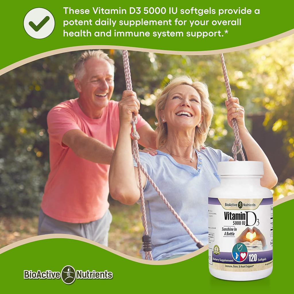 Vitamina D3 5000 IU - 120 Cápsulas Blandas - BIOACTIVE NUTRIENTS