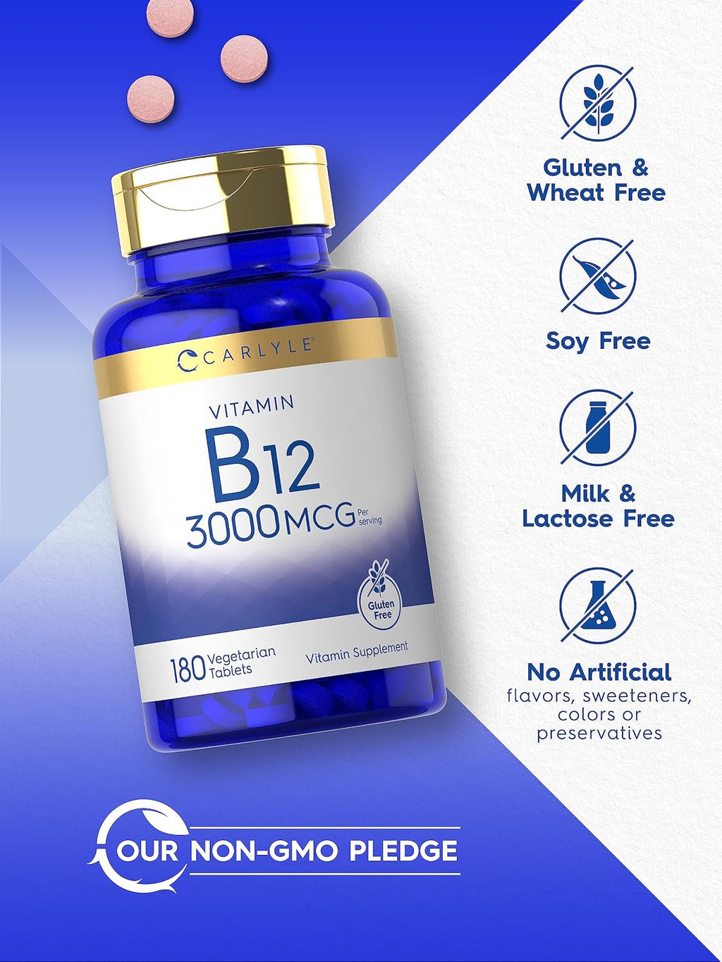 Carlyle Vitamina B12 3000 mcg, 180 Comprimidos Vegetarianos