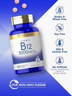 Carlyle Vitamina B12 3000 mcg, 180 Comprimidos Vegetarianos
