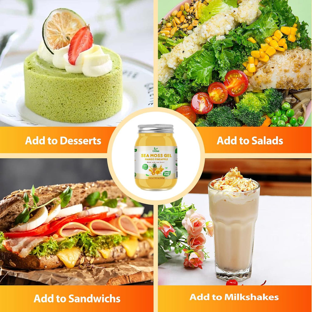 OALSE Gel de Musgo Marino Sabor Mango y Piña - 525 g - Suplemento Natural con 102 Minerales