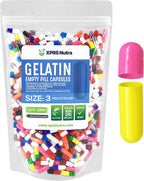 XPRS Nutra Cápsulas Vacías Tamaño 3 - 1000 Unidades de Cápsulas de Gelatina Bovina para Rellenar (Negro/Rojo)