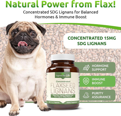 Lignans For Life Flaxseed Lignans - Suplemento Orgánico de Lignanos de Linaza para Perros y Personas, 15mg, 90 Cápsulas – Image 2