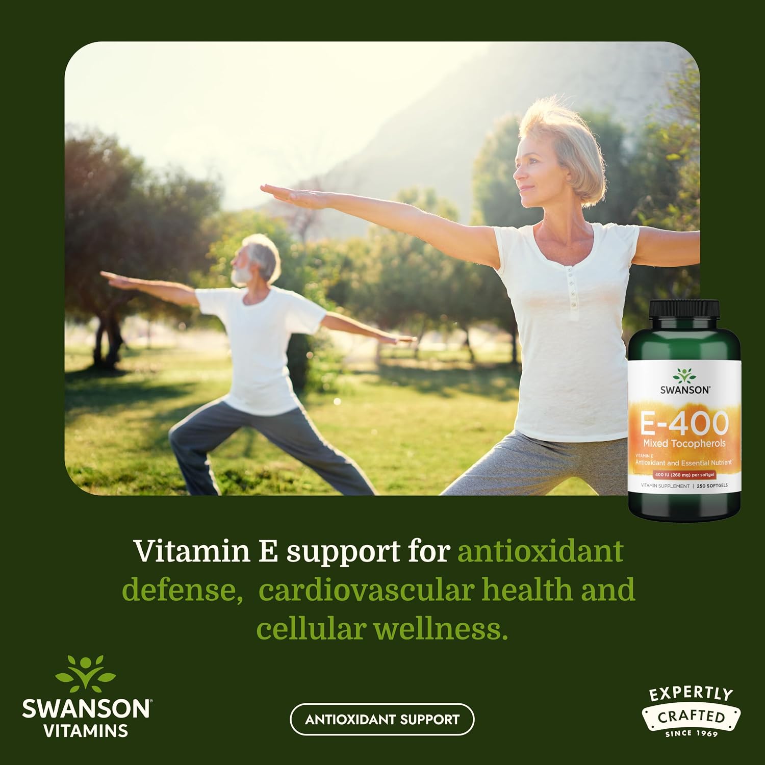 Swanson E-400 Mixed Tocopherols - Antioxidant Supplement to Support Heart Health* - Contains D-Alpha Tocopherol - Non-GMO - 250 Softgels