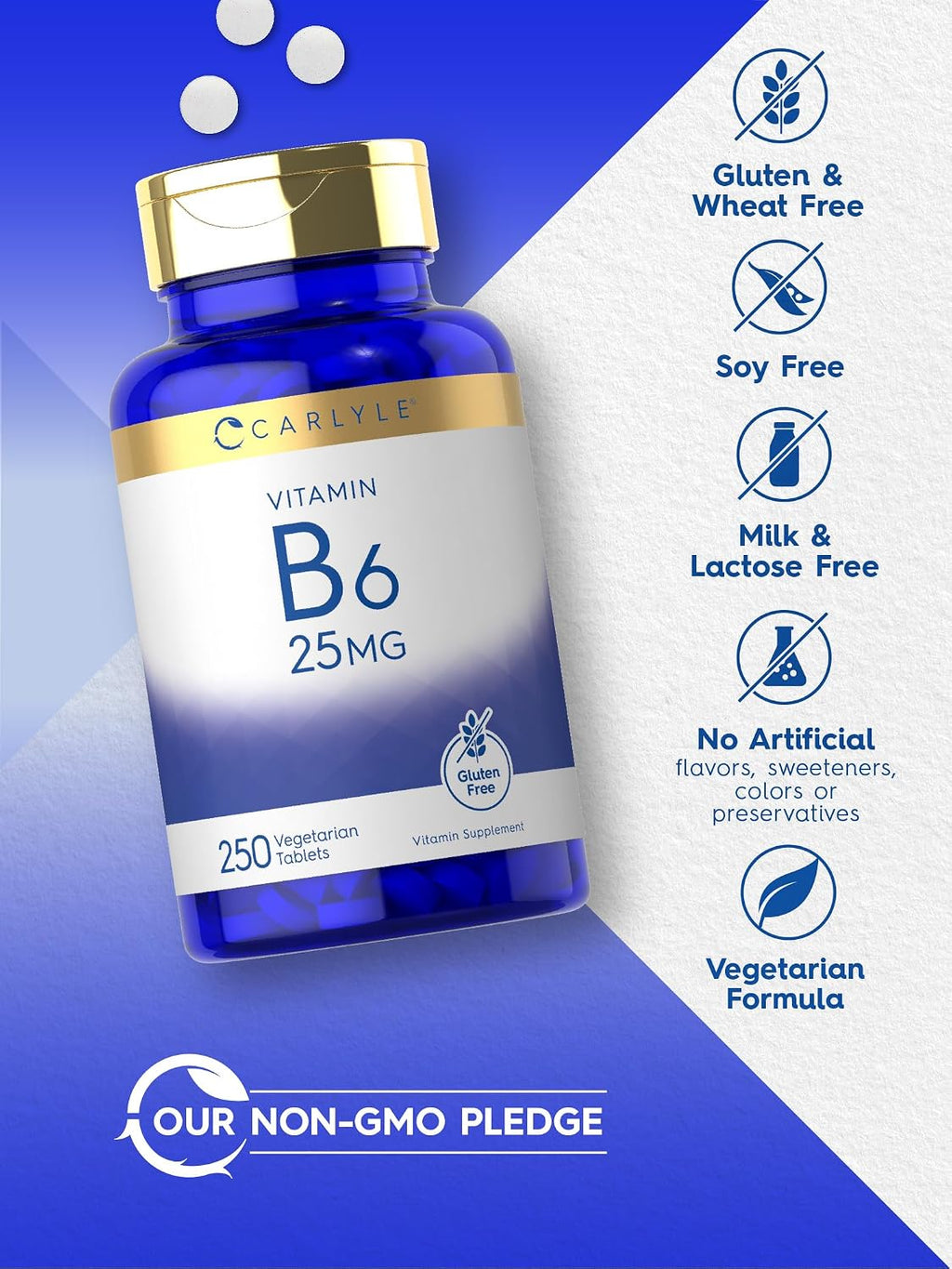 Carlyle Vitamina B6 25 mg | 250 Comprimidos | Clorhidrato de Piridoxina