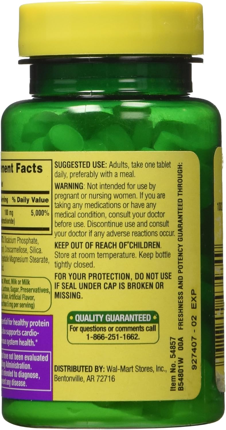 Spring Valley Vitamina B6 (Piridoxina) 100 mg, 250 Comprimidos