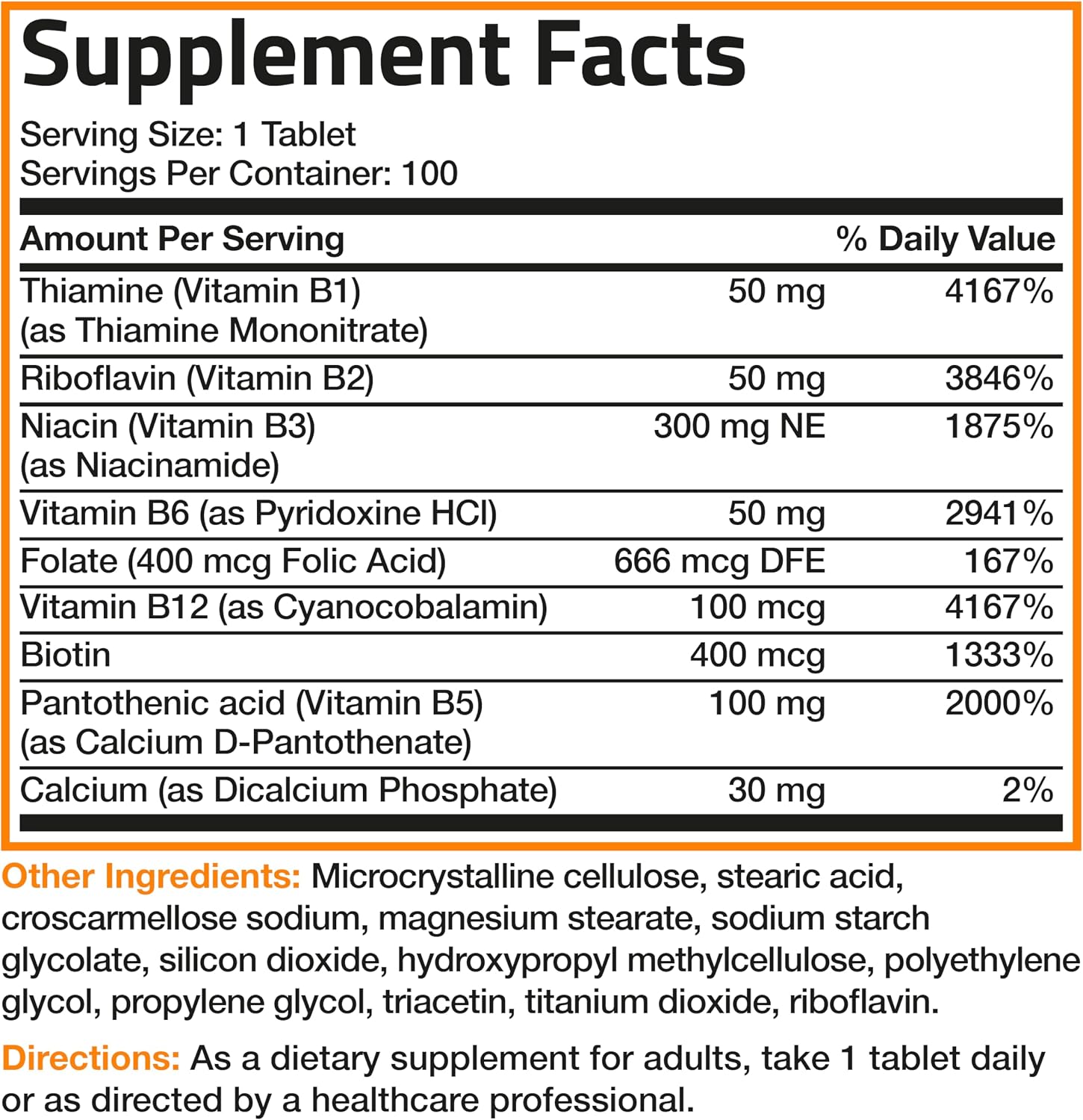 Bronson Complejo B - Vitaminas B1, B2, B3, B6, B9 (Ácido Fólico), B12 - 100 Cápsulas