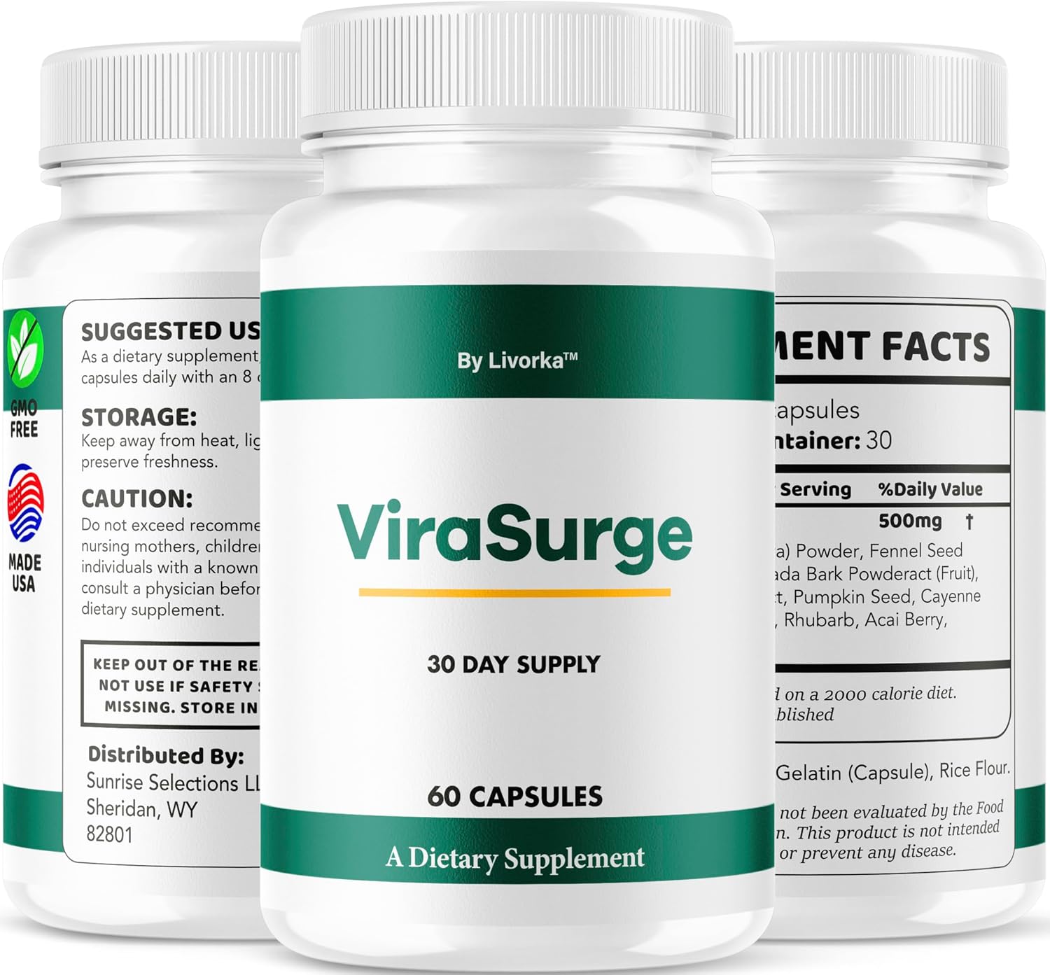 ViraSurge Pills (2 Paquetes) - Suplemento para Hombres, Fórmula Avanzada con Ingredientes Naturales, 120 Cápsulas