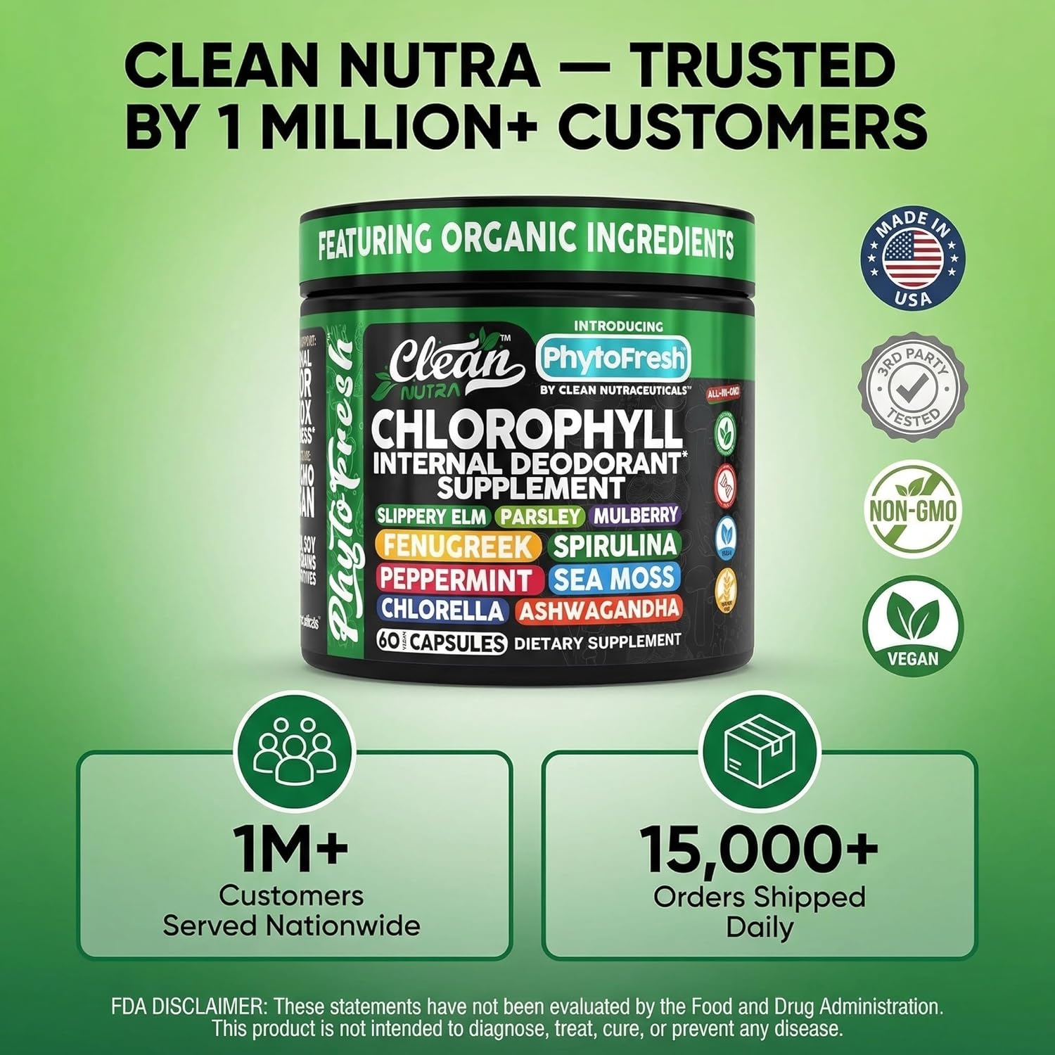 Clean Nutra Cápsulas de Clorofila y Superalimentos