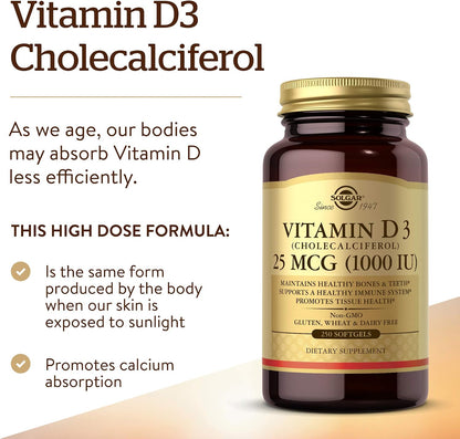 Solgar Vitamina D3 (Colecalciferol) 1000 UI, – La vitamina D contribuye al mantenimiento de los huesos en – Image 3
